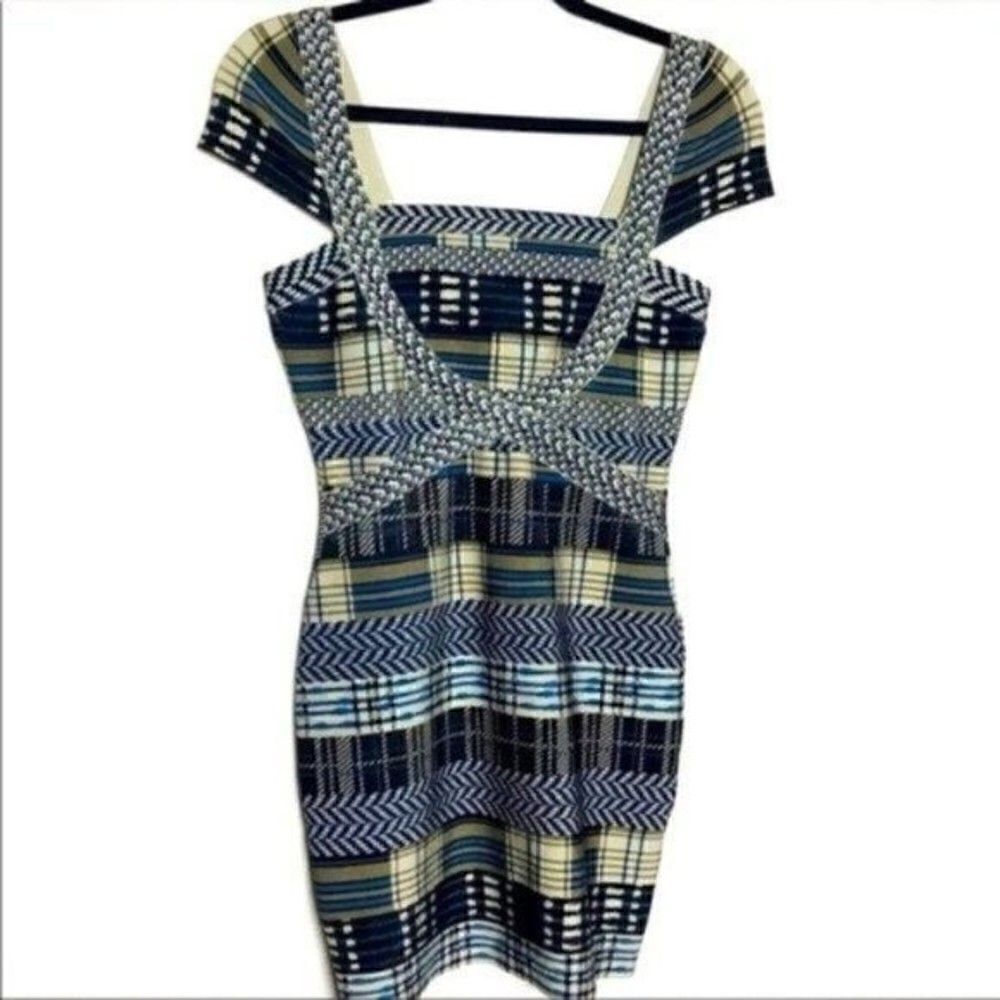 Bodycon Bandage Dress multi color zip up Large BoxP